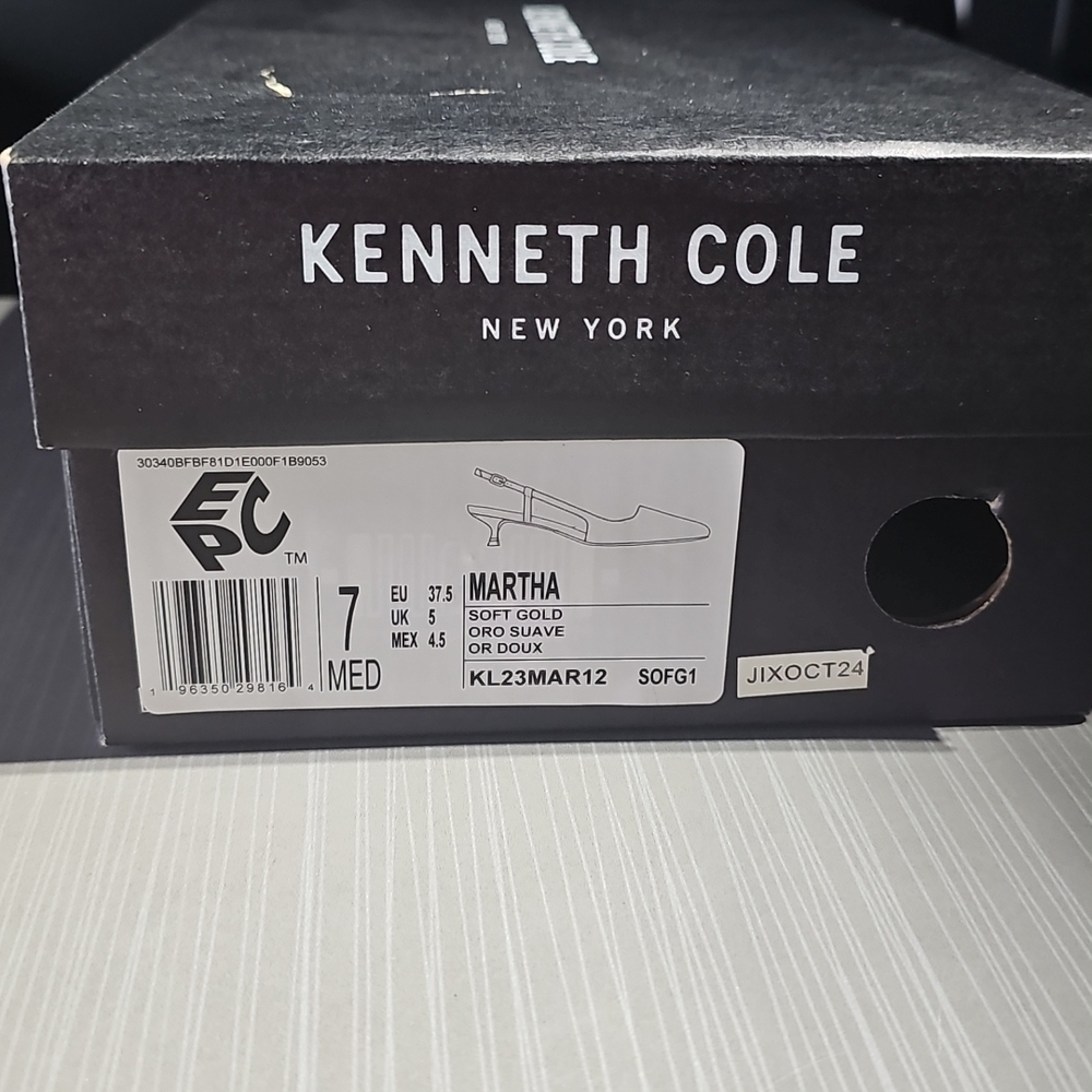 Kenneth Cole Martha Chic Elegant Slingback Kitten Heels Soft Gold Size 7M NEW - Picture 12 of 12
